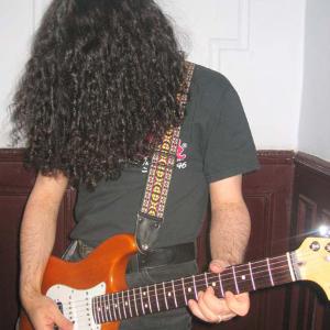 Playing my Fender Strat, Slash-style.