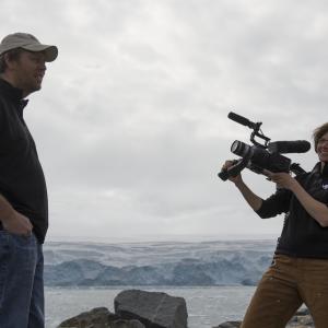 Dena interviews oceanographer Oscar Schofield at Palmer Station Antarctica
