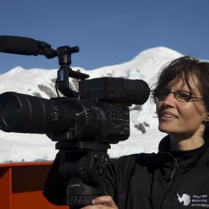 Dena films on research vessel Gould in Antarctica