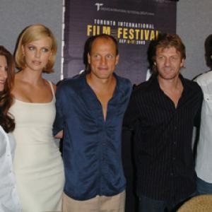 Charlize Theron Sean Bean Woody Harrelson Niki Caro and Michael Seitzman at event of North Country 2005