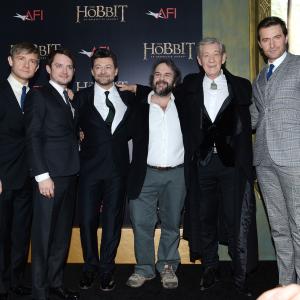 Elijah Wood, Peter Jackson, Ian McKellen, Richard Armitage, Martin Freeman and Andy Serkis at event of Hobitas: nelaukta kelione (2012)