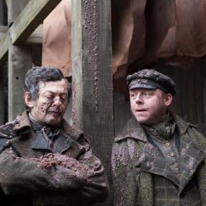 Still of Simon Pegg and Andy Serkis in Burke and Hare (2010)