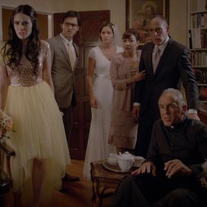 Still of Elizabeth Peña, Pepe Serna, Nestor Serrano, Mercedes Mason and Edy Ganem in Ana Maria in Novela Land (2015)