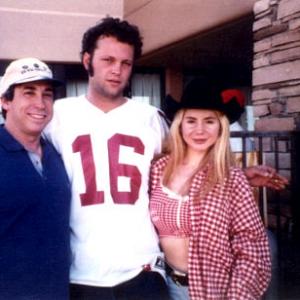 Abe Shainberg with Vince Vaughn and postproduction secretary Sophiah Koikas on the set of South of Heaven West of Hell