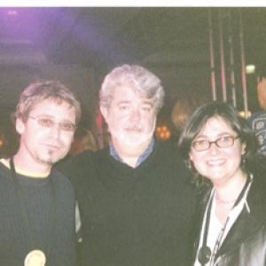 JD Shapiro Sir George Lucas and Pam Schloss producer of We Married Margo celebrating WMM winning Audience Award for Best Film at HBO Comedy Festival