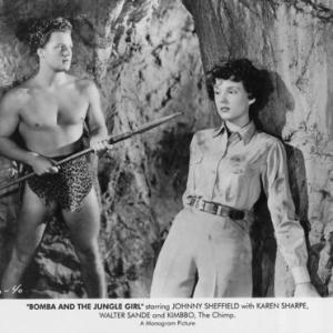 Karen Sharpe stars as the Jungle Girl and Johnny Sheffield as Bomba in 