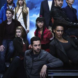 Still of Jack Coleman Rya Kihlstedt Judith Shekoni Zachary Levi Gatlin Green Robbie Kay Henry Zebrowski Danika Yarosh Ryan Guzman and Kiki Sukezane in Heroes Reborn 2015