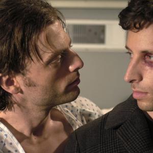 Still of Justin Kirk and Ben Shenkman in Angels in America (2003)