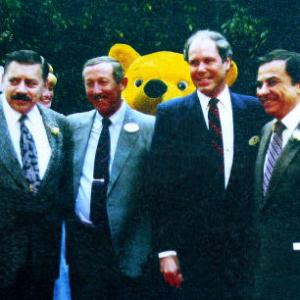 Photo taken October 18 1990  Disney Legends Awards Walt Disney Studios Burbank California left to right Robert B Sherman Roy E Disney Michael Eisner Richard M Sherman
