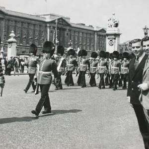 Photo taken in June 1967 during the first public performance of Ill Always Be Irish from Happiest Millionaire The 1967 left to right Royal Irish Guard Robert B Sherman Richard M Sherman