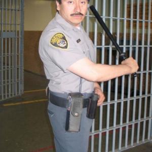 LOS ANGELES  MAY 07 Actorcharacter as a California Corrections Facility Prison Guard Alexander Sibaja as Sargent Morales is seen on set during filming of Home on May 7 2005 in Los Angeles California Home is an AFI short film directed by Justin Rhodes inspired by an Esquire Magazine article on Sybil Brand Institute for Women
