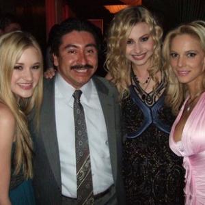 LOS ANGELES CA  APRIL 26 L to R Actress composer writer producer Amanda Michalka aka AJ MichalkaAmanda Joy Michalka their friend actor photographer celebrity escort Alexander Sibaja her sister actress composer director writer producer Alyson Michalka aka Aly Michalka and actress Simona Fusco Stratten pose as they attend the VIP gift room at the US Weekly Hot Hollywood Awards at the Republic Restaurant and Lounge on April 26 2006 in Los Angeles California
