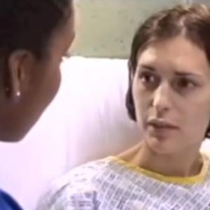 Still from Casualty-Hearts and Minds (Season 16, Episode 30). Catherine as Michelle Lambert, with Adjoa Andoh.