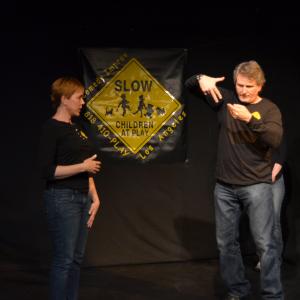 Tim Simek performing comedy improv with SlowChildren at Play 14th Season in North Hollywood April 2012