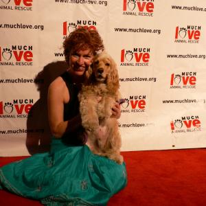Trisha Simmons and Dog Dash on the Red Carpet at a Fundraiser for Much Love Animal Rescue