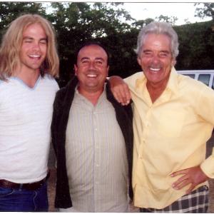 Phillipe with Chris Pine and Dennis Farina on the set of 