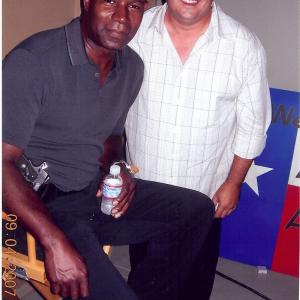 Phillipe with Dennis Haysbert on the set of The Unit