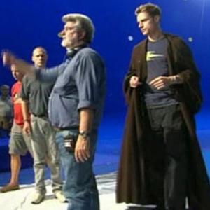 Lucas and Simpson on the set of Revenge of the Sith