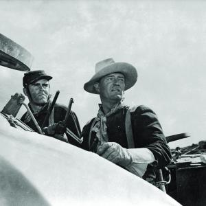 Still of John Wayne and Mickey Simpson in Fort Apache 1948