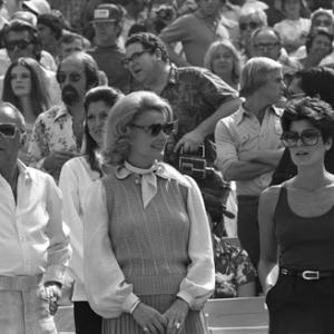 Frank Sinatra with Barbara Marx and daughter Tina at a Los Angeles Dodgers World Series game