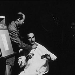 Marlon Brando backstage during make-up for the Sidney Skolsky show, filmed at ABC studios