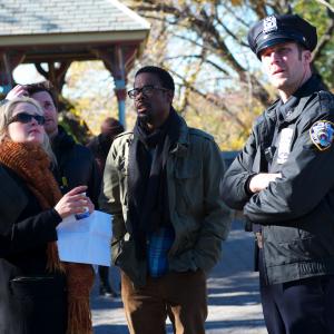 Director Julie Delpy Chris Rock and Brady Smith on the set of 2 Days In New York