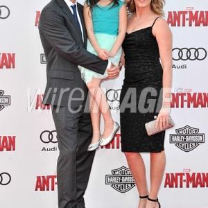 HOLLYWOOD, CA - JUNE 29: (L-R) Actors John Fortson, Abby Ryder Fortson and Christie Lynn Smith arrive at the Los Angeles Premiere of Marvel Studios 'Ant-Man' at Dolby Theatre