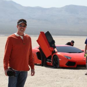 Kurt Soderling, Aerial DOP, in front of the 2011 Lamborghini Aventador. Dry lake bed just outside of Barstow CA. Final Spot: http://vimeo.com/22884674