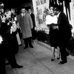 Sammy Davis Jr and his wife Loray White Davis at the Can Can premiere in Hollywood CA 1960