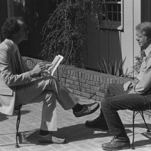 Director Ross Spears interviewing Jimmy Carter in 1976 for the film AGEE On Carters back porch in Plains GA