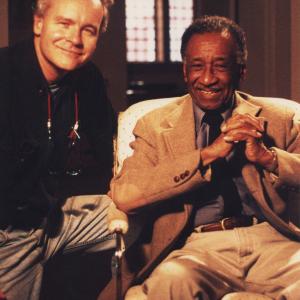 Director Ross Spears with novelist Albert Murray during the filming for TELL ABOUT THE SOUTH Voices in Black and White in 1997