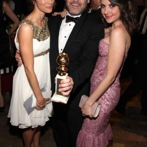 Actress Abigail Spencer, 'Mad Men' creator Matthew Weiner and actress Alison Brie attend AMC's Golden Globes viewing party at The Beverly Hilton Hotel on January 17, 2010 in Beverly Hills, California.