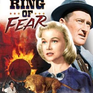 Clyde Beatty Marian Carr and Mickey Spillane in Ring of Fear 1954