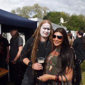 Jasmin at Bloodstock Heavy metal festival UK after doing an interview with Norweigan metallers 1349