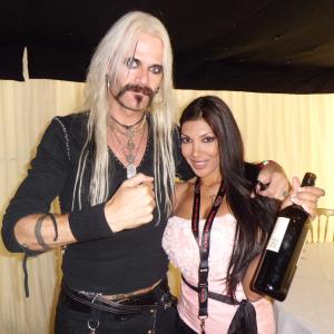 jasmin relaxing after the interview with scandic drum legend Snowy Shaw Dream Evil ex king diamond