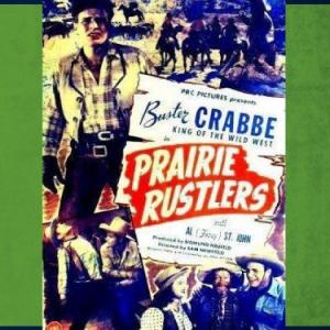 Buster Crabbe Evelyn Finley and Al St John in Prairie Rustlers 1945