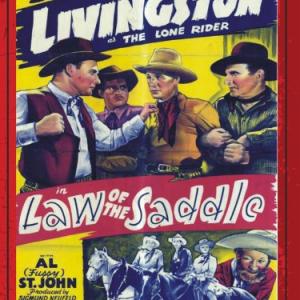 Lane Chandler Frank Ellis Al Ferguson Robert Livingston Betty Miles and Al St John in Law of the Saddle 1943