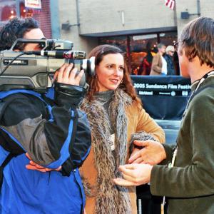 Associate producer Jennifer Sorenson conducts an interview for Journey to Sundance film