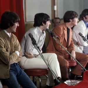 The Beatles (George Harrison, Paul McCartney, John Lennon, Ringo Starr) at Capitol Records in Hollywood, CA