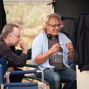 Producer (L) Nelson Woss and Director Kriv Stenders (R) on the set of RED DOG.