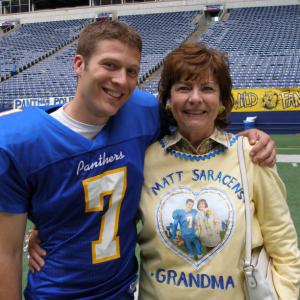 On the set of FRIDAY NIGHT LIGHTS with actor Zach Gilford