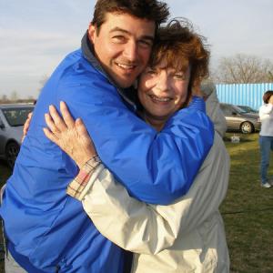 On the set of FRIDAY NIGHT LIGHTS with actor Kyle Chandler.