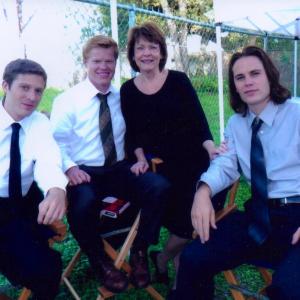 On the set of FRIDAY NIGHT LIGHTS with actors Zach Gilford, Jesse Plemons, and Taylor Kitsch.
