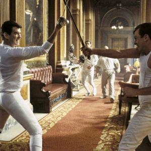 James Bond (PIERCE BROSNAN) and Gustav Graves (TOBY STEPHENS) take up the sword.