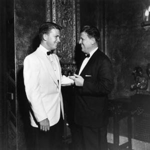 George Stevens with son George Stevens Jr at the premiere of Shane held at Graumans Chinese Theatre
