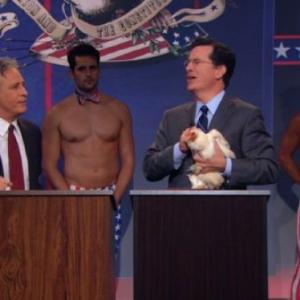 Still of Stephen Colbert and Jon Stewart in The Daily Show Rand Paul 2012