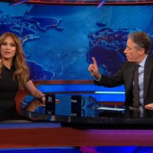 Still of Jennifer Lopez and Jon Stewart in The Daily Show 1996