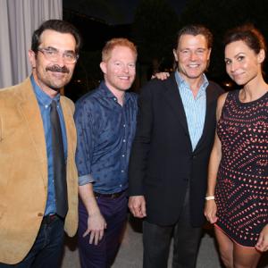 Brett Stimely Ty Burrell Jesse Tyler Ferguson Minnie Driver attend the Television Academy's 66th Emmy Awards Performers Peer Group Celebration (7-28-2014)
