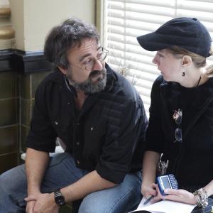 Writer-Director Michael Stokes and Producer Sally Helppie on the set of THE BEACON.