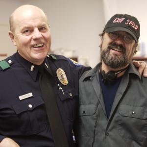 Michael Ironside and Michael Stokes on the set of THE BEACON